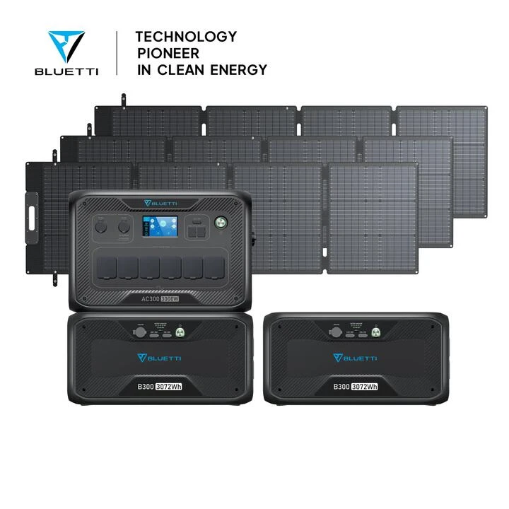 BLUETTI AC300 + 2*B300 + Solar Panels | Solar Generator Kit 1 BLUETTI AC300 + 2*B300 + Solar Panels | Solar Generator Kit
